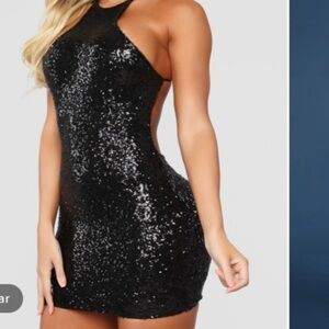 (2) Elegant Black Sequin Dress